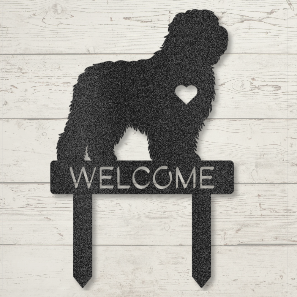 Old English Sheepdog Welcome Garden Stake