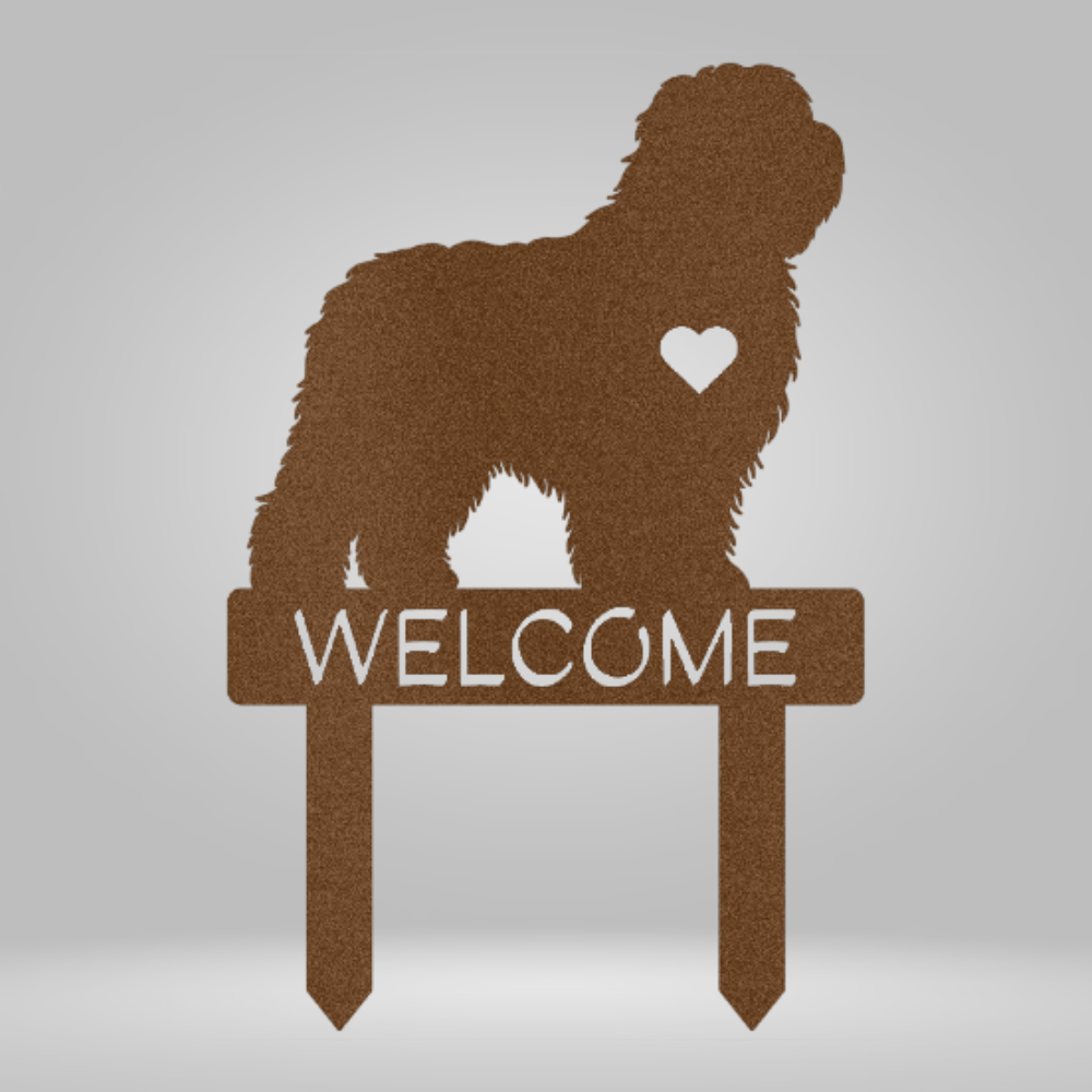 Old English Sheepdog Welcome Garden Stake