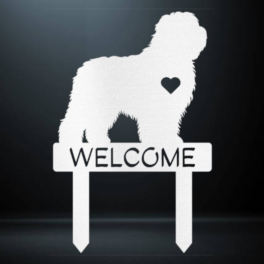 Old English Sheepdog Welcome Garden Stake