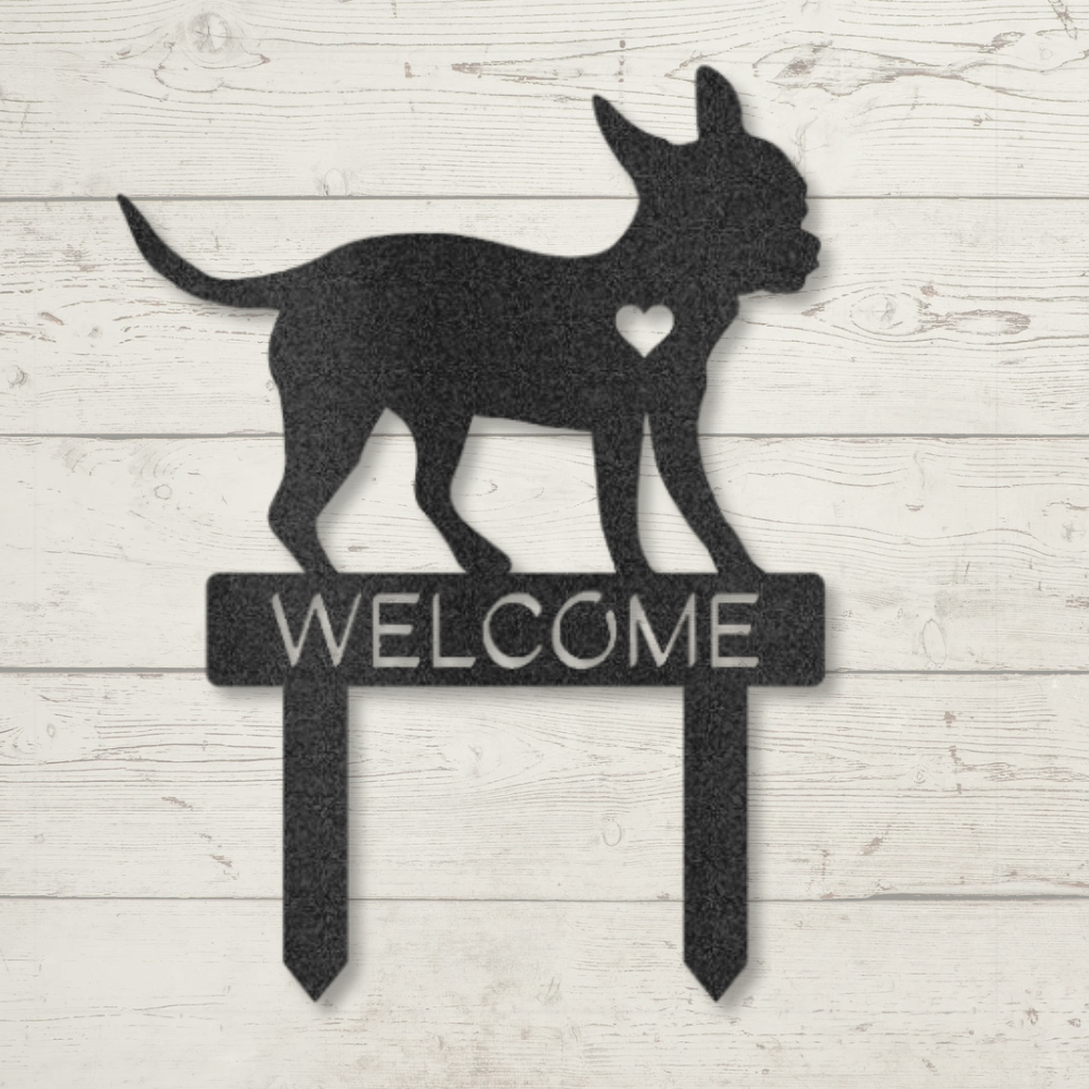 Chihuahua Welcome Garden Stake