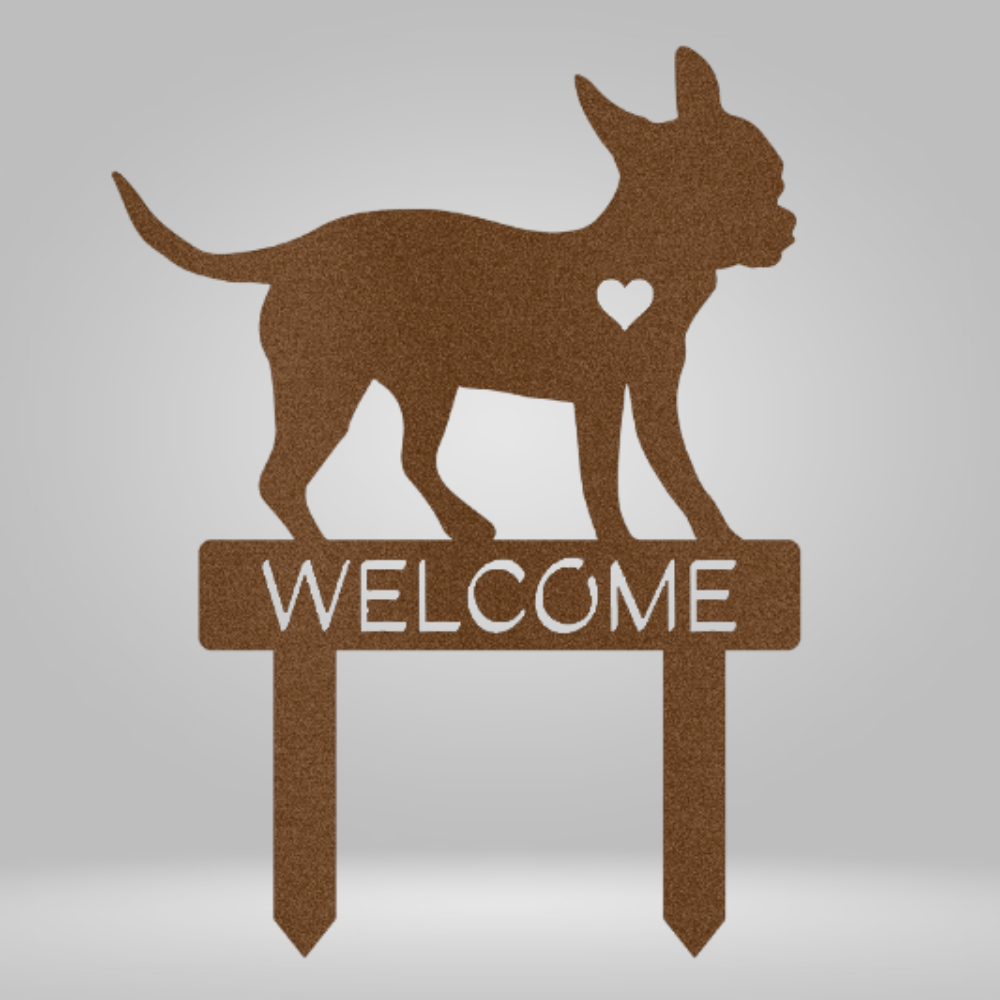 Chihuahua Welcome Garden Stake