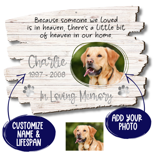 Custom "Because Someone We Loved Is In Heaven..." Pet Loss Memorial Color Infused Metal Wall Art