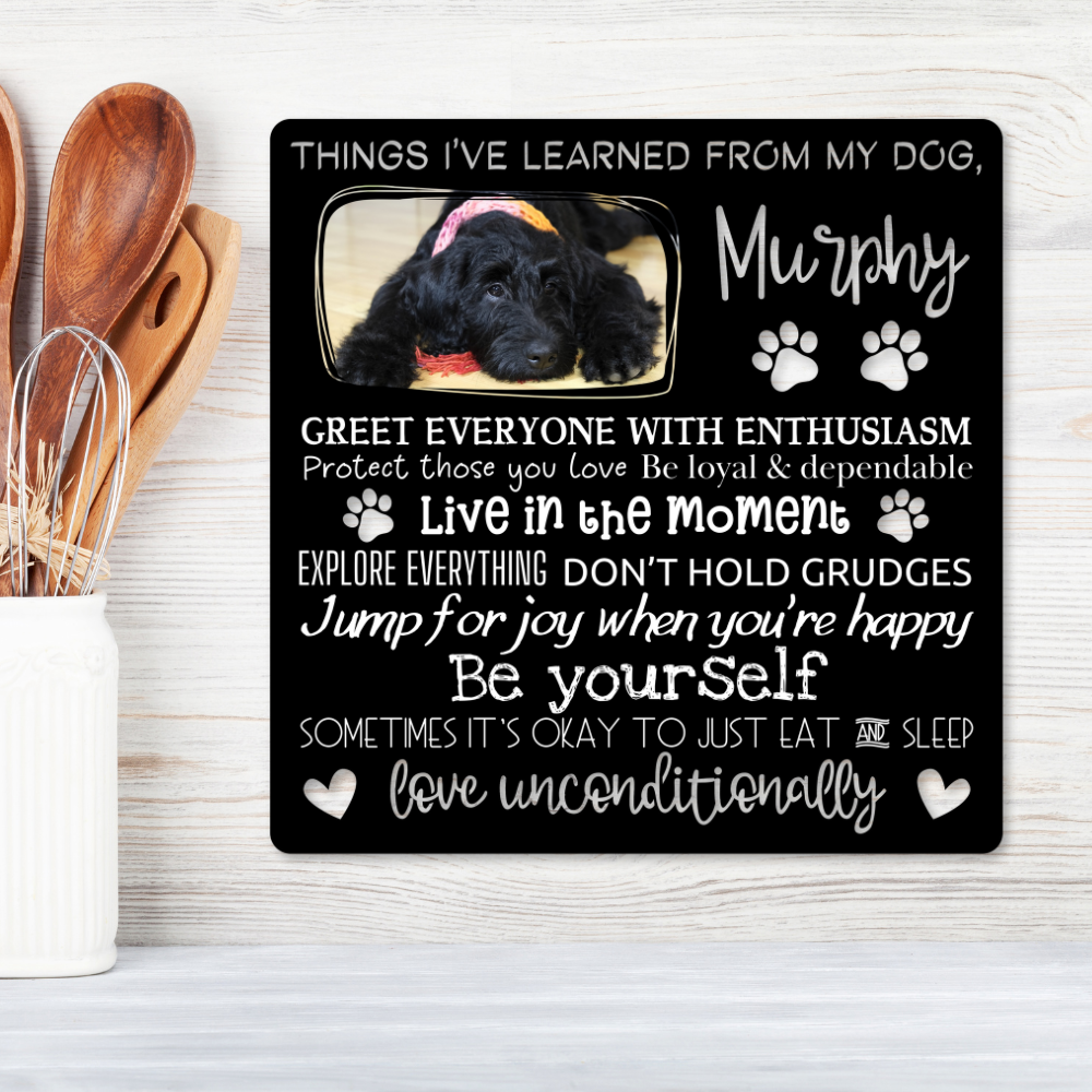 Custom "Things I've Learned from My Dog" Color-Infused Die-Cut Metal Wall Art