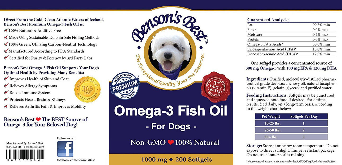 Omega-3 Fish Oil for Dogs - 1000 mg Softgels