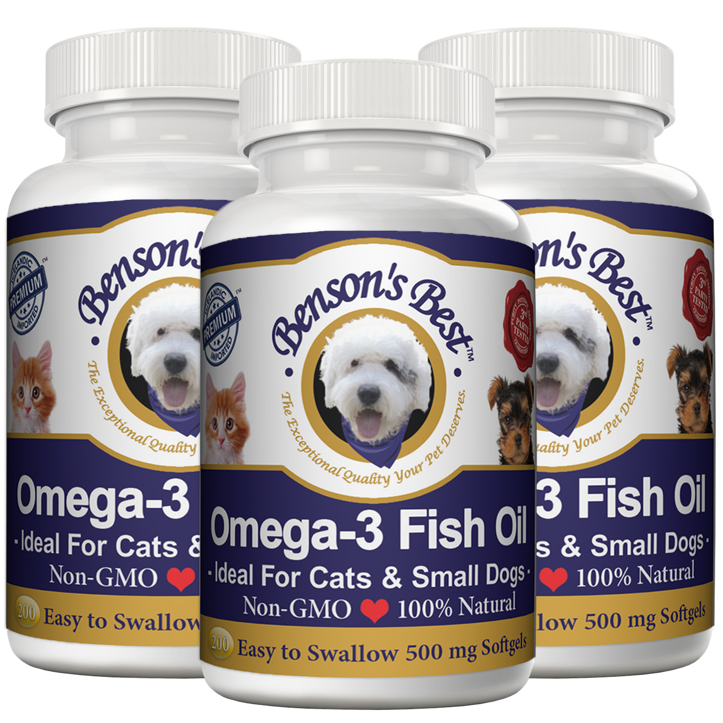 Omega-3 Fish Oil for Cats & Small Dogs - 500 mg Softgels