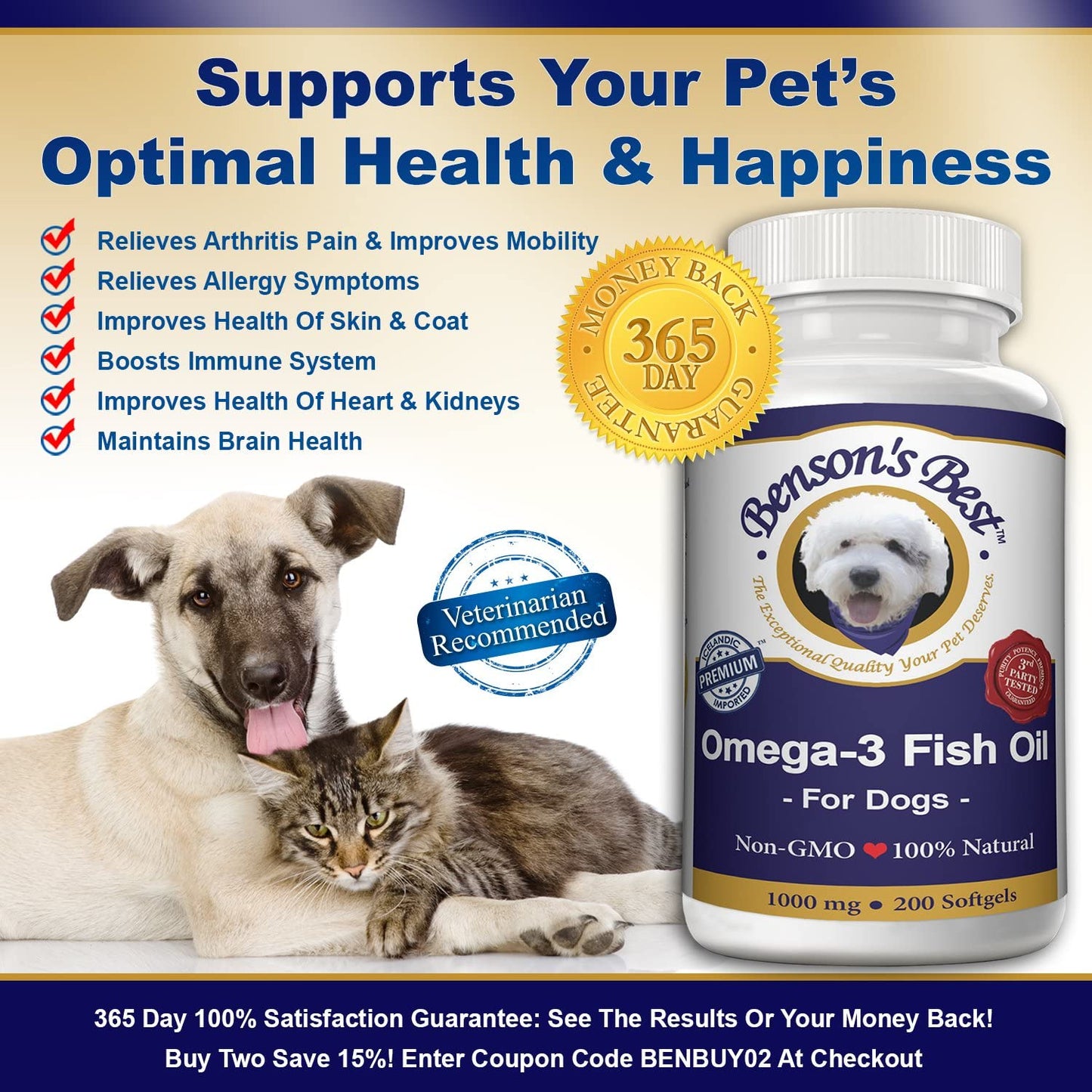 Omega-3 Fish Oil for Dogs - 1000 mg Softgels