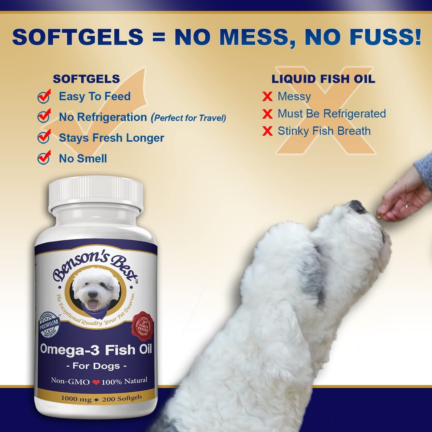 Omega-3 Fish Oil for Dogs - 1000 mg Softgels