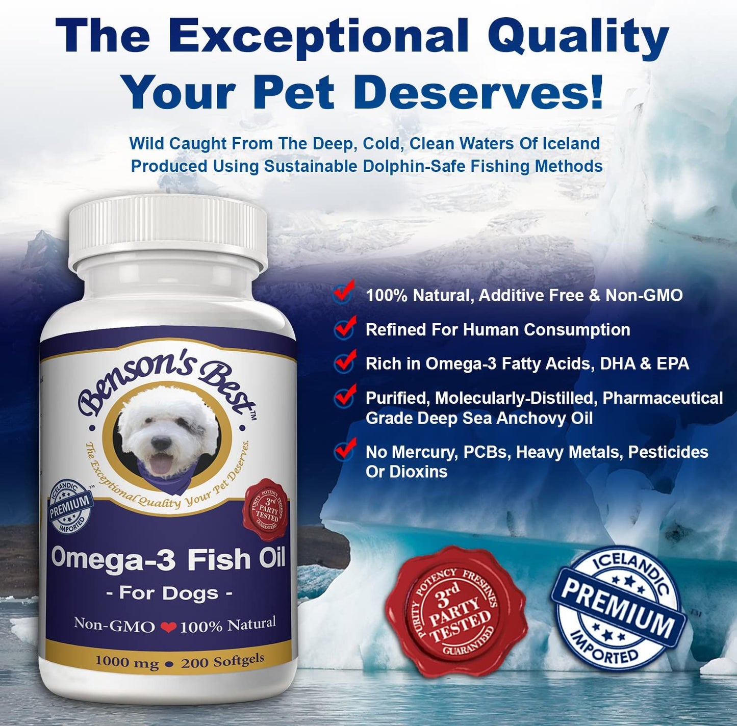 Omega-3 Fish Oil for Dogs - 1000 mg Softgels